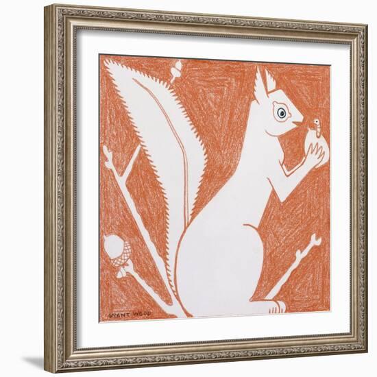 Squirrel-Grant Wood-Framed Giclee Print