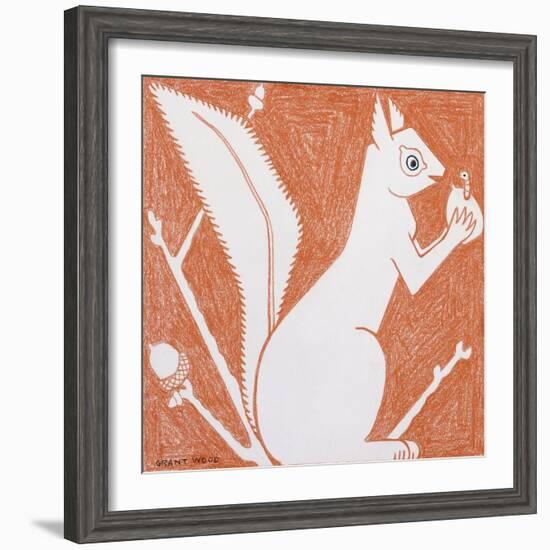 Squirrel-Grant Wood-Framed Giclee Print