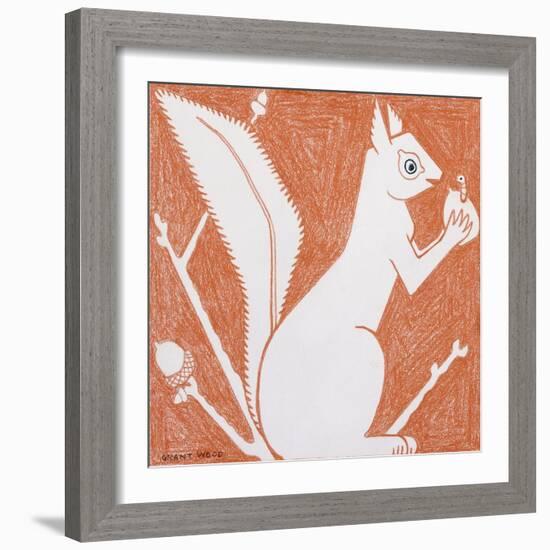 Squirrel-Grant Wood-Framed Giclee Print