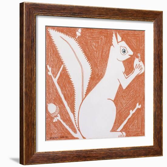 Squirrel-Grant Wood-Framed Giclee Print