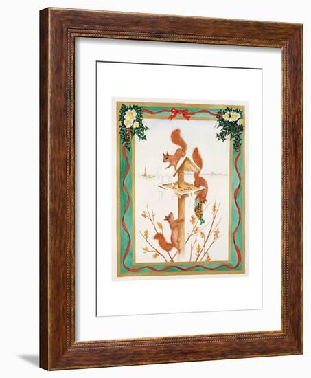 Squirrels Raiding a Bird-Table-Jeanne Maze-Framed Giclee Print