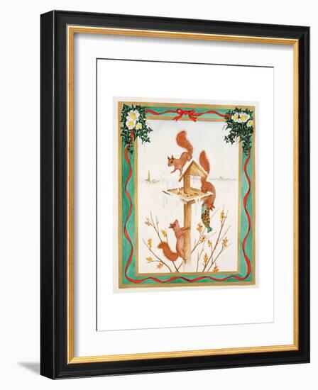 Squirrels Raiding a Bird-Table-Jeanne Maze-Framed Giclee Print