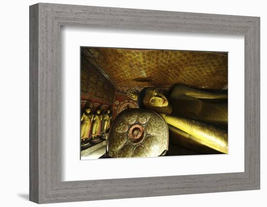 Sri Lanka, Dambulla, Dambulla Cave Temple, Face of Sleeping Buddha-Anthony Asael-Framed Photographic Print