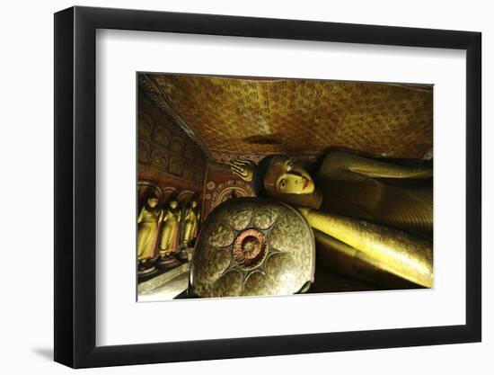 Sri Lanka, Dambulla, Dambulla Cave Temple, Face of Sleeping Buddha-Anthony Asael-Framed Photographic Print