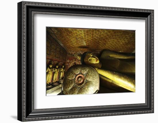 Sri Lanka, Dambulla, Dambulla Cave Temple, Face of Sleeping Buddha-Anthony Asael-Framed Photographic Print