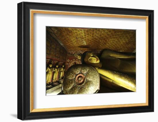 Sri Lanka, Dambulla, Dambulla Cave Temple, Face of Sleeping Buddha-Anthony Asael-Framed Photographic Print