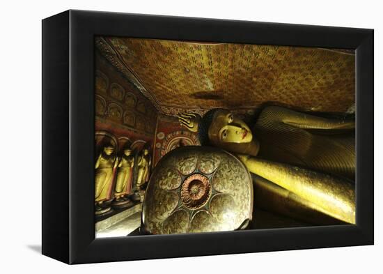 Sri Lanka, Dambulla, Dambulla Cave Temple, Face of Sleeping Buddha-Anthony Asael-Framed Premier Image Canvas