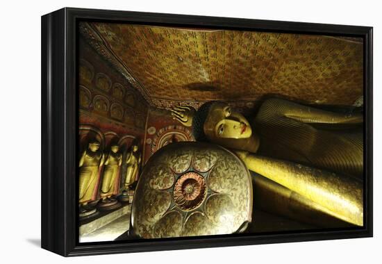 Sri Lanka, Dambulla, Dambulla Cave Temple, Face of Sleeping Buddha-Anthony Asael-Framed Premier Image Canvas