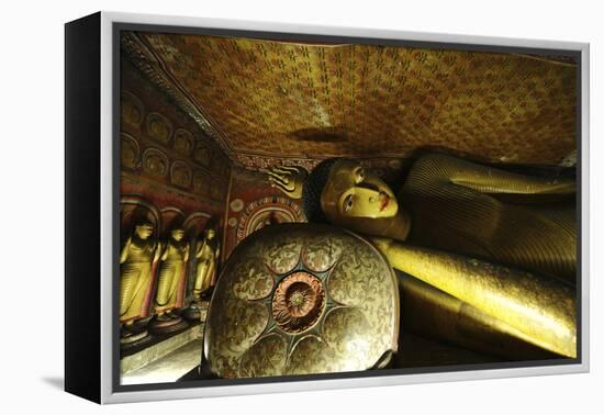 Sri Lanka, Dambulla, Dambulla Cave Temple, Face of Sleeping Buddha-Anthony Asael-Framed Premier Image Canvas