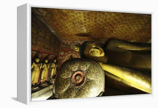 Sri Lanka, Dambulla, Dambulla Cave Temple, Face of Sleeping Buddha-Anthony Asael-Framed Premier Image Canvas