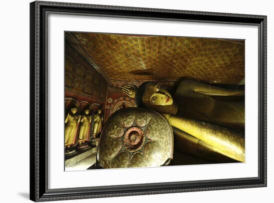 Sri Lanka, Dambulla, Dambulla Cave Temple, Face of Sleeping Buddha-Anthony Asael-Framed Photographic Print