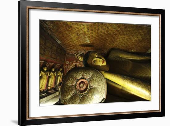 Sri Lanka, Dambulla, Dambulla Cave Temple, Face of Sleeping Buddha-Anthony Asael-Framed Photographic Print