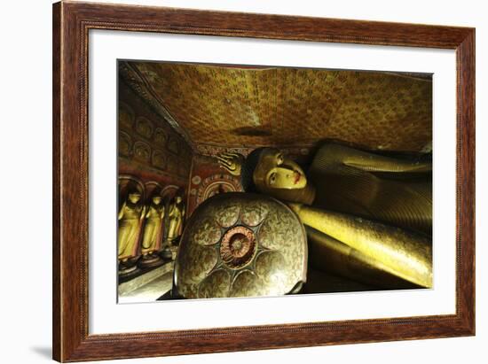 Sri Lanka, Dambulla, Dambulla Cave Temple, Face of Sleeping Buddha-Anthony Asael-Framed Photographic Print