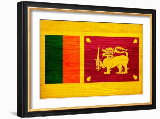 Sri Lanka Flag Design with Wood Patterning - Flags of the World Series-Philippe Hugonnard-Framed Art Print