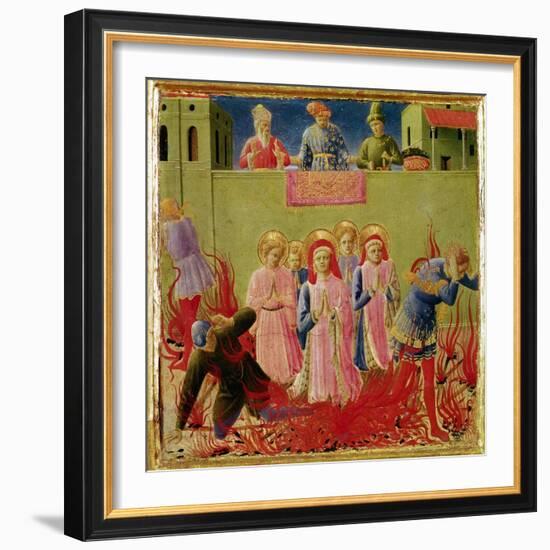 SS. Cosmas and Damian Condemned to Burn at Stake, Predella from Annalena Altarpiece, 1434-Fra Angelico-Framed Giclee Print