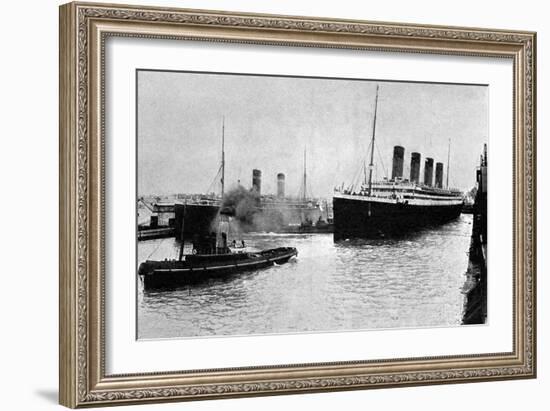 SS 'Olympic' Leaving Southampton, 1913-null-Framed Art Print