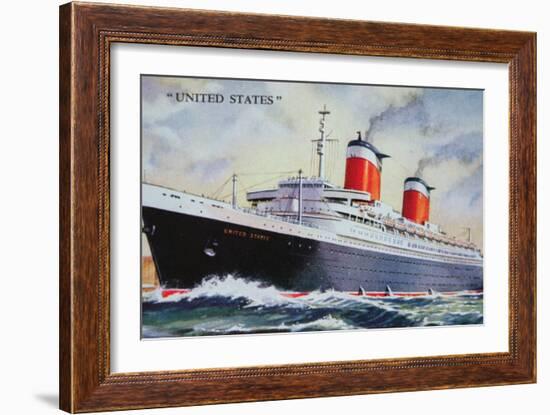 Ss United States Maiden Voyage in 1952-American School-Framed Giclee Print