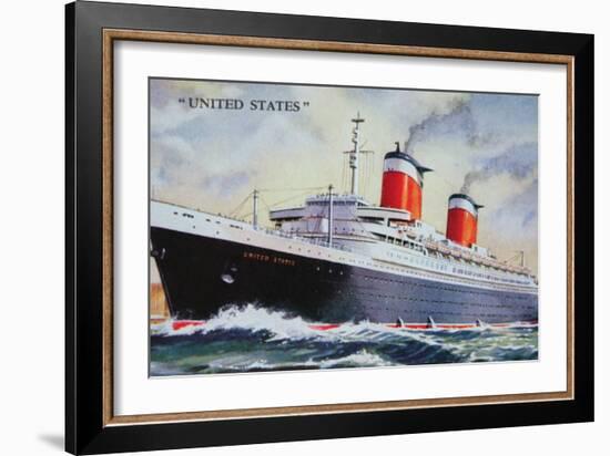 Ss United States Maiden Voyage in 1952-American School-Framed Giclee Print