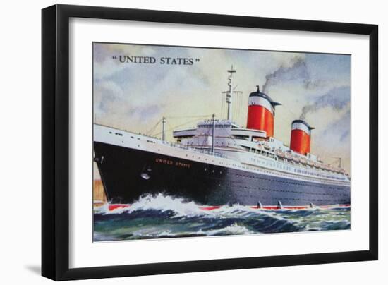 Ss United States Maiden Voyage in 1952-American School-Framed Giclee Print