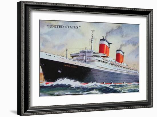 Ss United States Maiden Voyage in 1952-American School-Framed Giclee Print