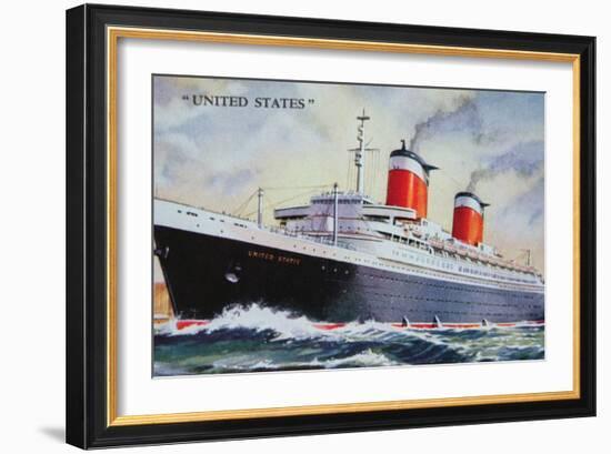 Ss United States Maiden Voyage in 1952-American School-Framed Giclee Print