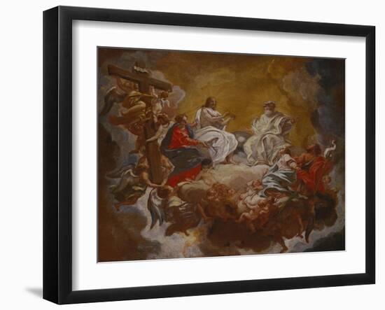 St Agnes in Glory, Assisted by the Madonna and St. John the Baptist, the Trinity Above-Giovanni Battista Gaulli-Framed Giclee Print