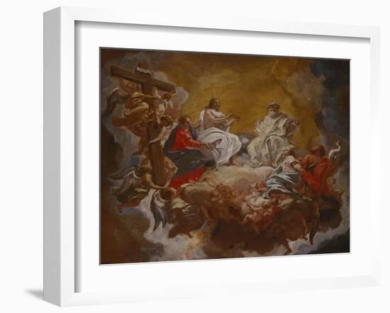 St Agnes in Glory, Assisted by the Madonna and St. John the Baptist, the Trinity Above-Giovanni Battista Gaulli-Framed Giclee Print