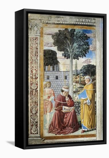 St. Agostino Reading Epistles of St. Paul, Detail from Stories of St. Augustine, 1465-Benozzo Gozzoli-Framed Premier Image Canvas