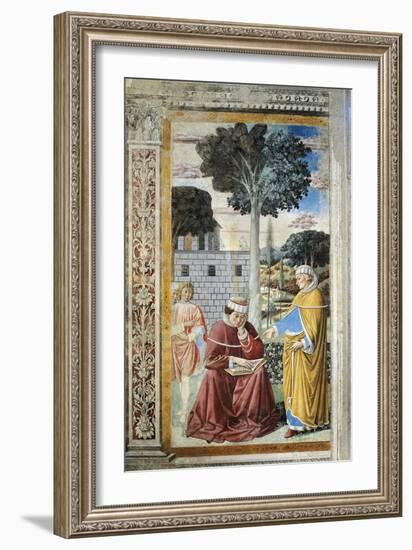 St. Agostino Reading Epistles of St. Paul, Detail from Stories of St. Augustine, 1465-Benozzo Gozzoli-Framed Giclee Print