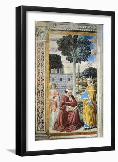 St. Agostino Reading Epistles of St. Paul, Detail from Stories of St. Augustine, 1465-Benozzo Gozzoli-Framed Giclee Print