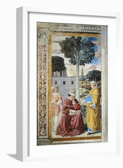 St. Agostino Reading Epistles of St. Paul, Detail from Stories of St. Augustine, 1465-Benozzo Gozzoli-Framed Giclee Print