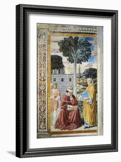 St. Agostino Reading Epistles of St. Paul, Detail from Stories of St. Augustine, 1465-Benozzo Gozzoli-Framed Giclee Print