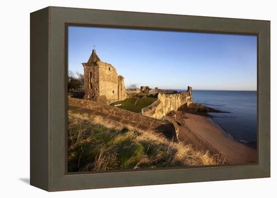 St. Andrews Castle and Castle Sands from the Scores at Sunrise, Fife, Scotland, UK-Mark Sunderland-Framed Premier Image Canvas