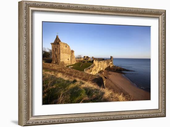 St. Andrews Castle and Castle Sands from the Scores at Sunrise, Fife, Scotland, UK-Mark Sunderland-Framed Photographic Print