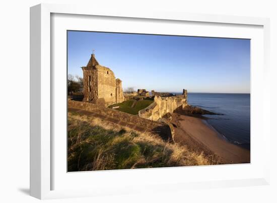 St. Andrews Castle and Castle Sands from the Scores at Sunrise, Fife, Scotland, UK-Mark Sunderland-Framed Photographic Print