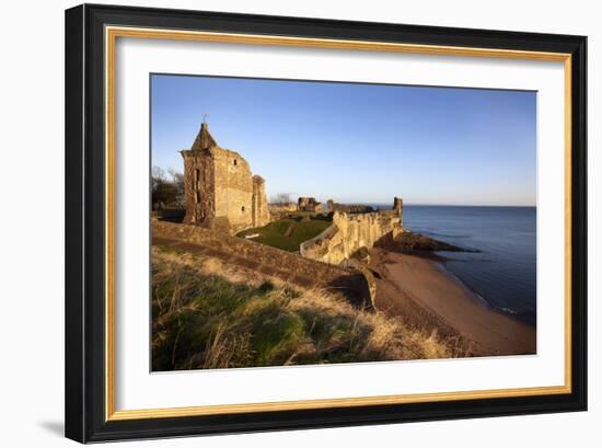 St. Andrews Castle and Castle Sands from the Scores at Sunrise, Fife, Scotland, UK-Mark Sunderland-Framed Photographic Print