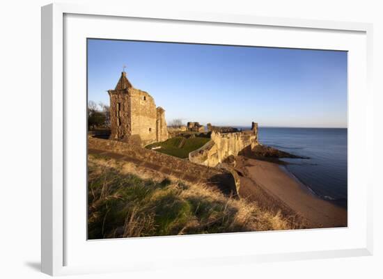 St. Andrews Castle and Castle Sands from the Scores at Sunrise, Fife, Scotland, UK-Mark Sunderland-Framed Photographic Print