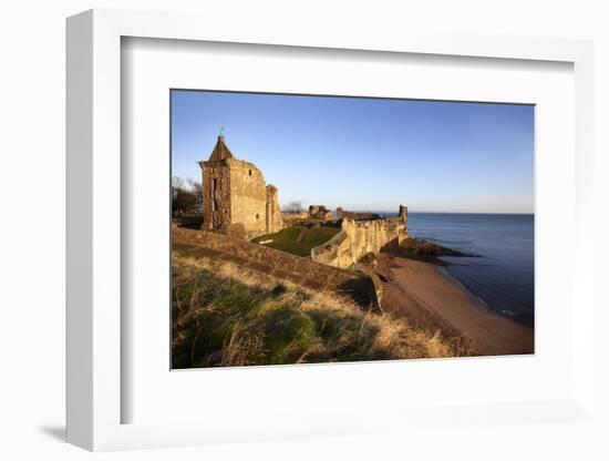 St. Andrews Castle and Castle Sands from the Scores at Sunrise, Fife, Scotland, UK-Mark Sunderland-Framed Photographic Print