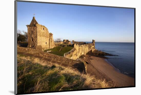 St. Andrews Castle and Castle Sands from the Scores at Sunrise, Fife, Scotland, UK-Mark Sunderland-Mounted Photographic Print