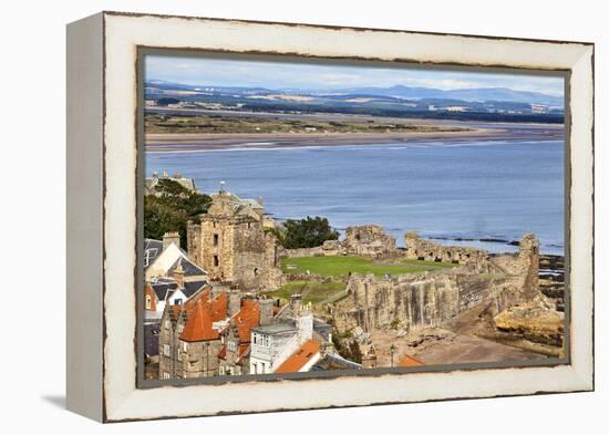 St. Andrews Castle and West Sands from St. Rules Tower at St. Andrews Cathedral-Mark Sunderland-Framed Premier Image Canvas