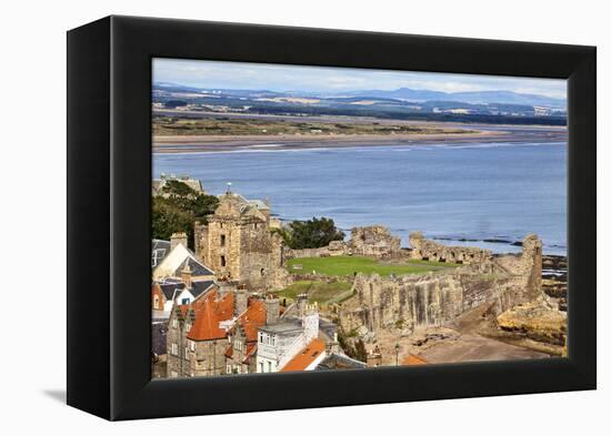 St. Andrews Castle and West Sands from St. Rules Tower at St. Andrews Cathedral-Mark Sunderland-Framed Premier Image Canvas