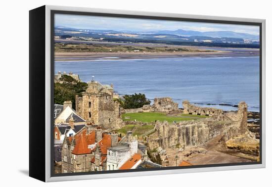 St. Andrews Castle and West Sands from St. Rules Tower at St. Andrews Cathedral-Mark Sunderland-Framed Premier Image Canvas