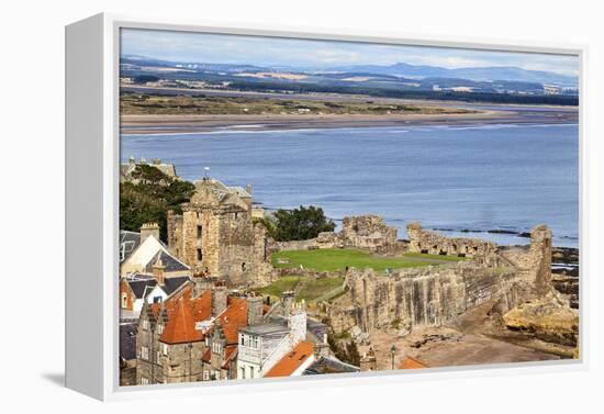 St. Andrews Castle and West Sands from St. Rules Tower at St. Andrews Cathedral-Mark Sunderland-Framed Premier Image Canvas