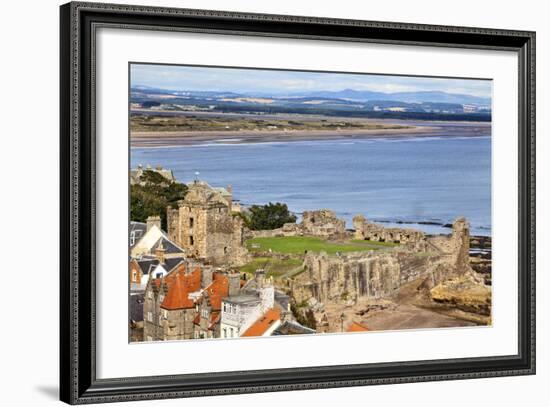 St. Andrews Castle and West Sands from St. Rules Tower at St. Andrews Cathedral-Mark Sunderland-Framed Photographic Print