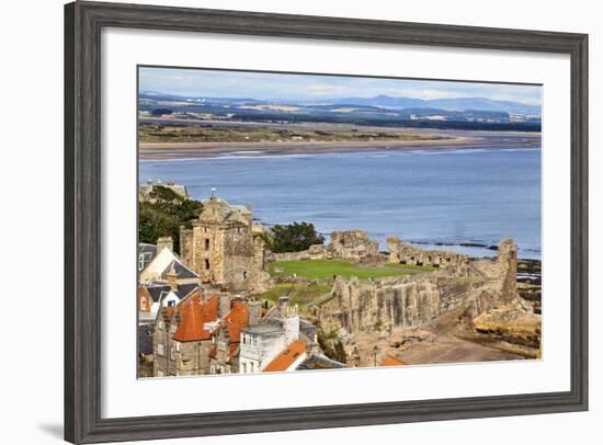 St. Andrews Castle and West Sands from St. Rules Tower at St. Andrews Cathedral-Mark Sunderland-Framed Photographic Print