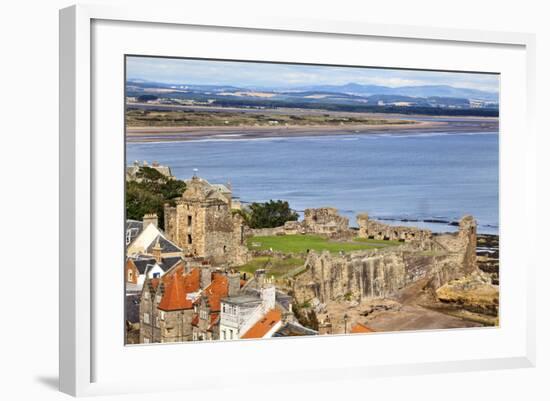 St. Andrews Castle and West Sands from St. Rules Tower at St. Andrews Cathedral-Mark Sunderland-Framed Photographic Print