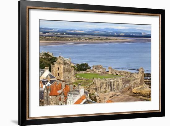 St. Andrews Castle and West Sands from St. Rules Tower at St. Andrews Cathedral-Mark Sunderland-Framed Photographic Print