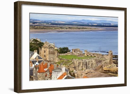 St. Andrews Castle and West Sands from St. Rules Tower at St. Andrews Cathedral-Mark Sunderland-Framed Photographic Print