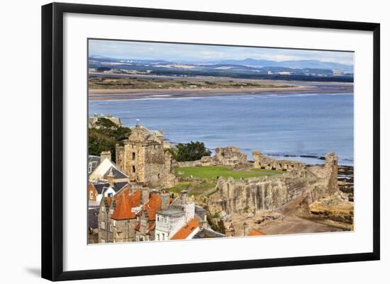 St. Andrews Castle and West Sands from St. Rules Tower at St. Andrews Cathedral-Mark Sunderland-Framed Photographic Print