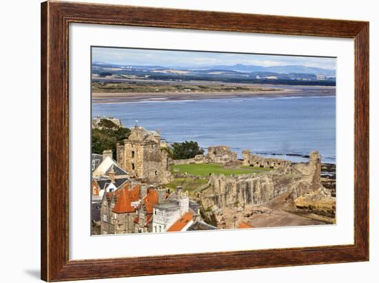 St. Andrews Castle and West Sands from St. Rules Tower at St. Andrews Cathedral-Mark Sunderland-Framed Photographic Print